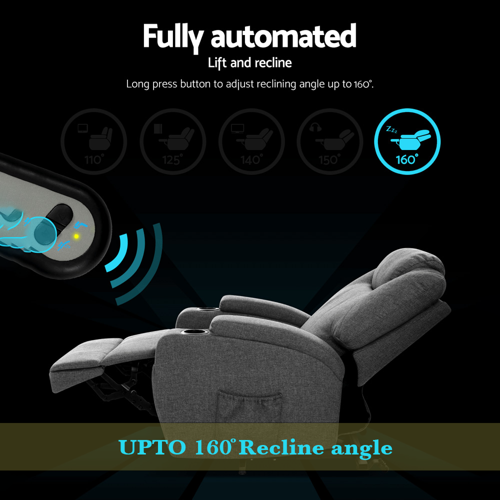 Arnie Deluxe Massage Recliner (Fabric) + Lift Assist