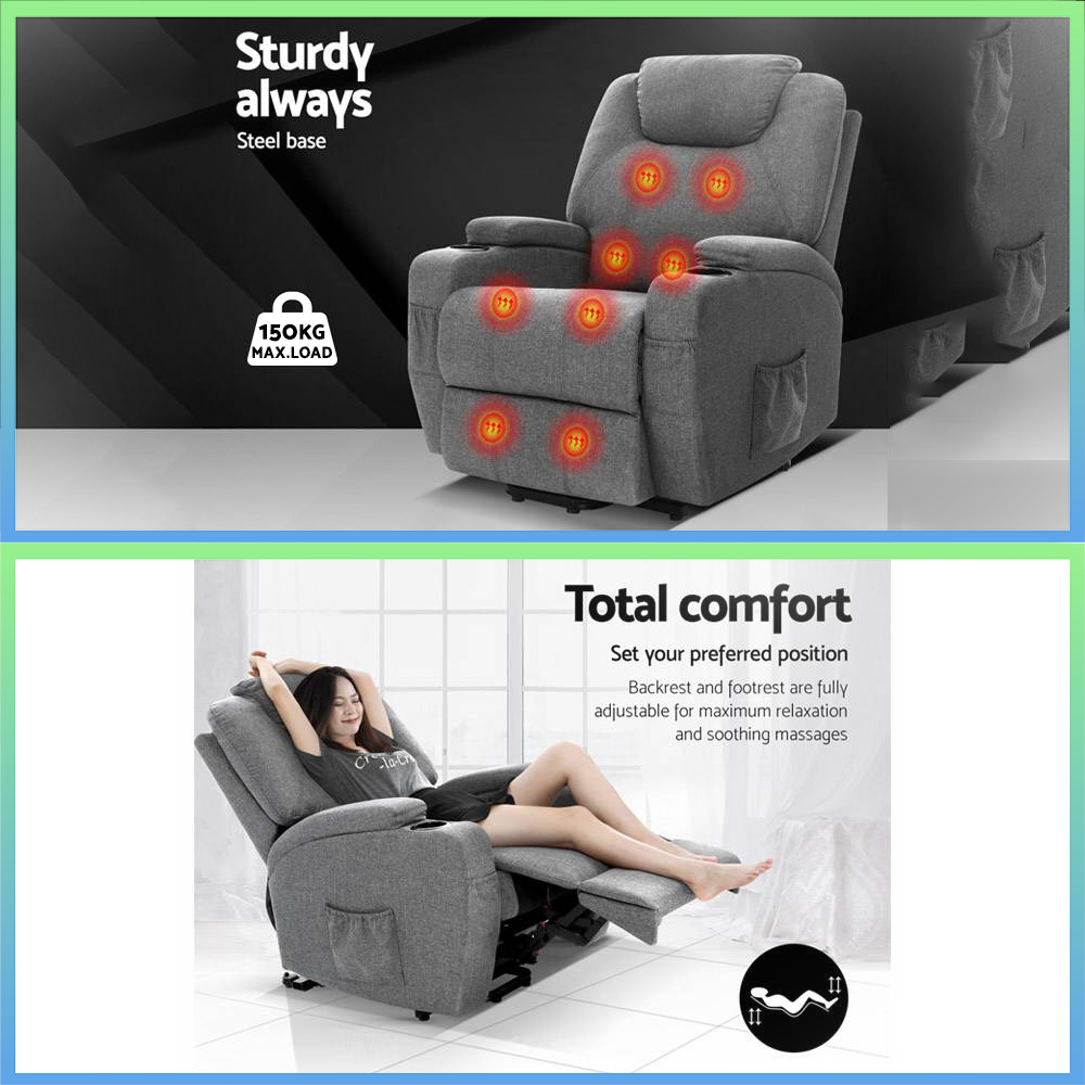 Arnie Deluxe Massage Recliner (Fabric) + Lift Assist