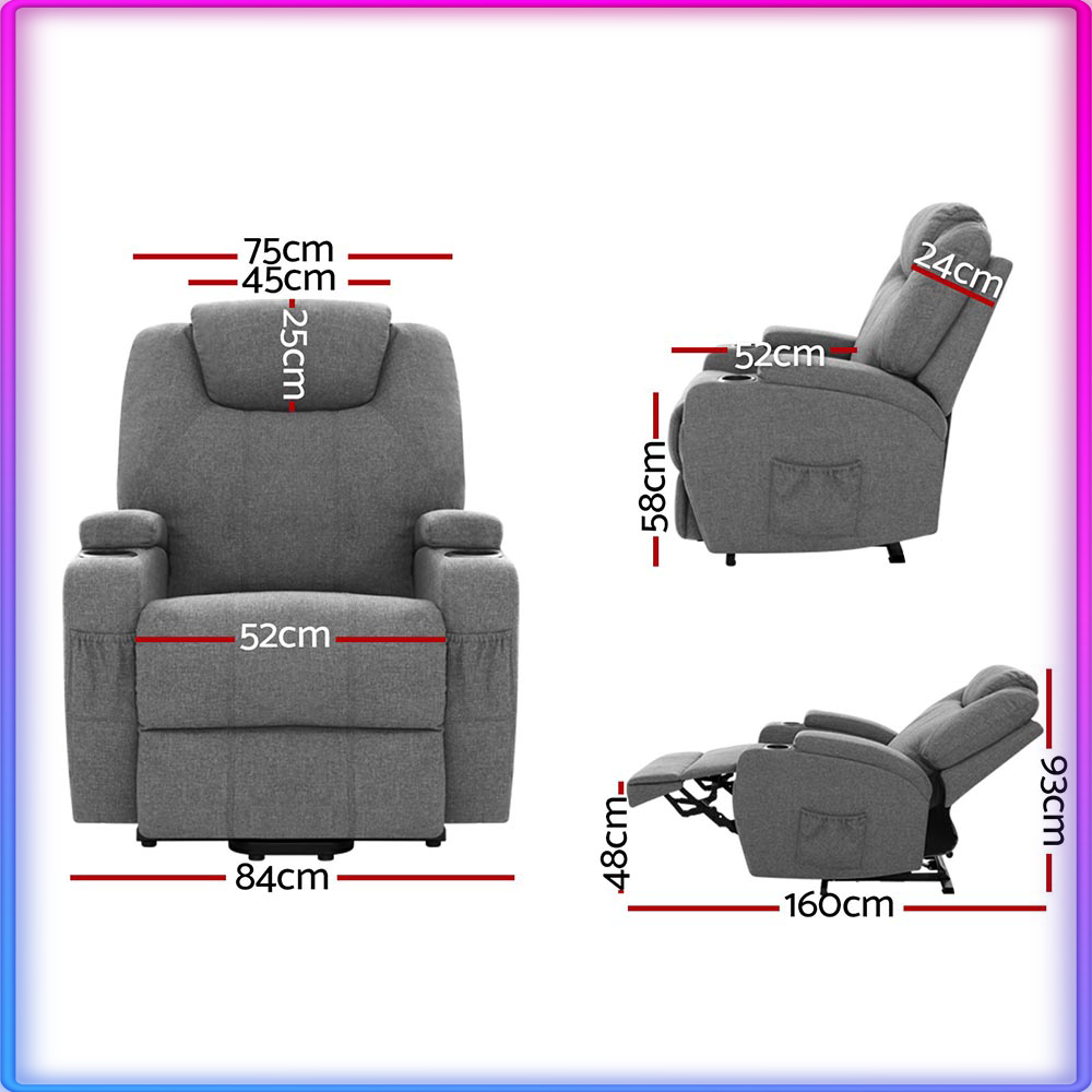 Arnie Deluxe Massage Recliner (Fabric) + Lift Assist