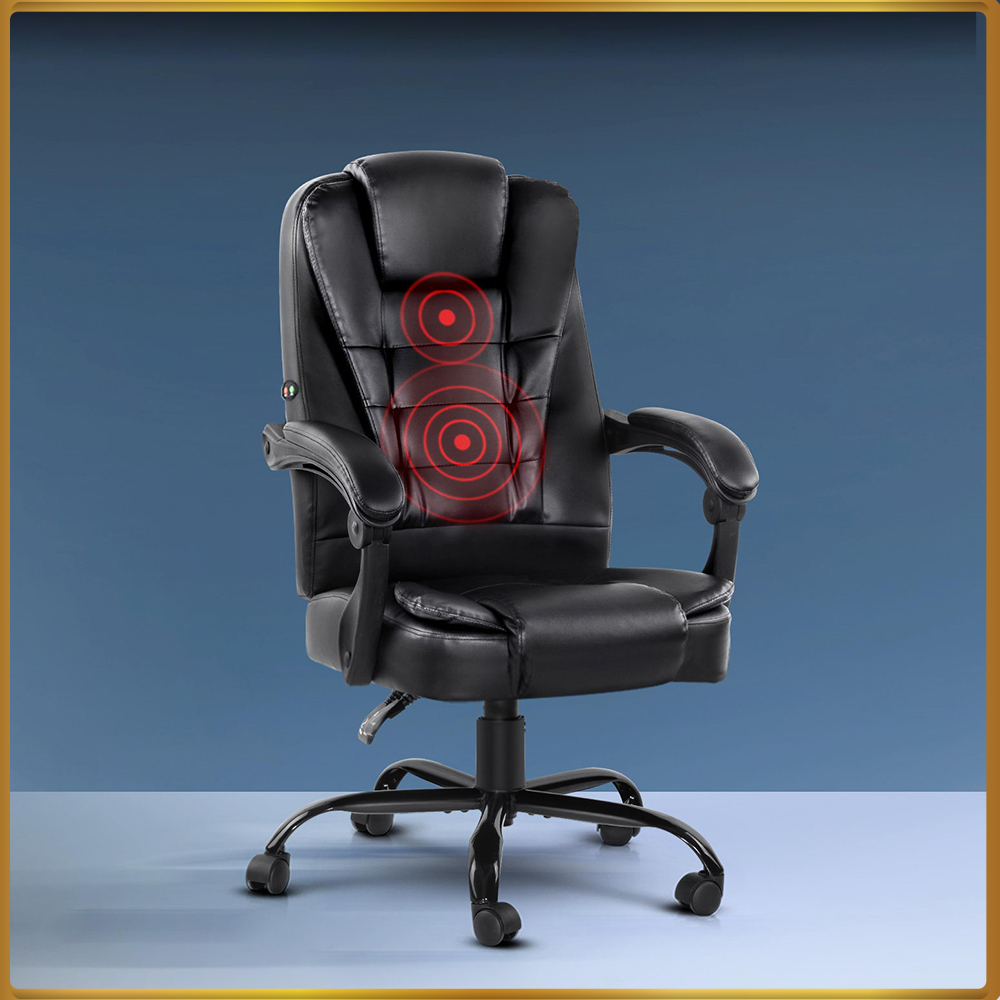Artiss 2 Point Massage Office Chair PU Leather Black