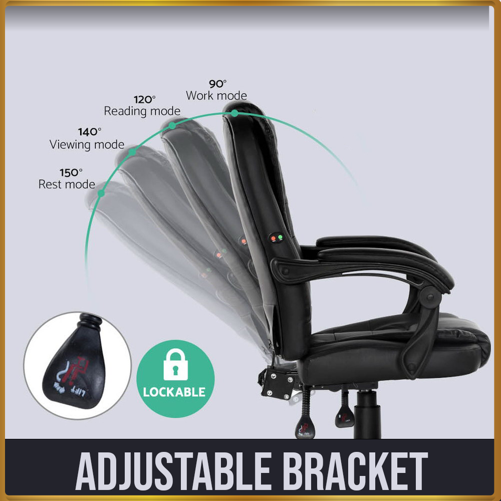 Artiss 2 Point Massage Office Chair PU Leather Black