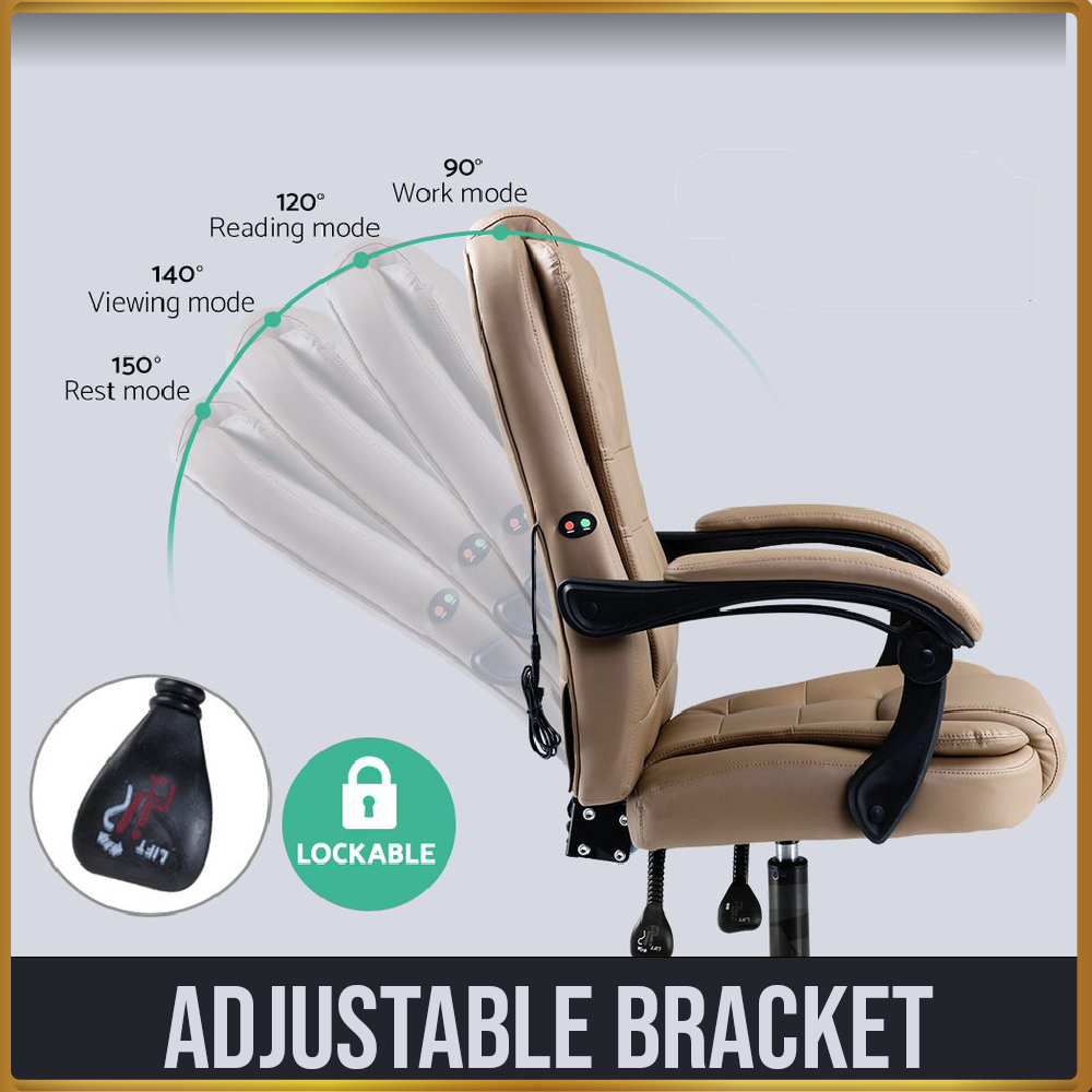 Artiss 2 Point Massage Office Chair PU Leather Espresso
