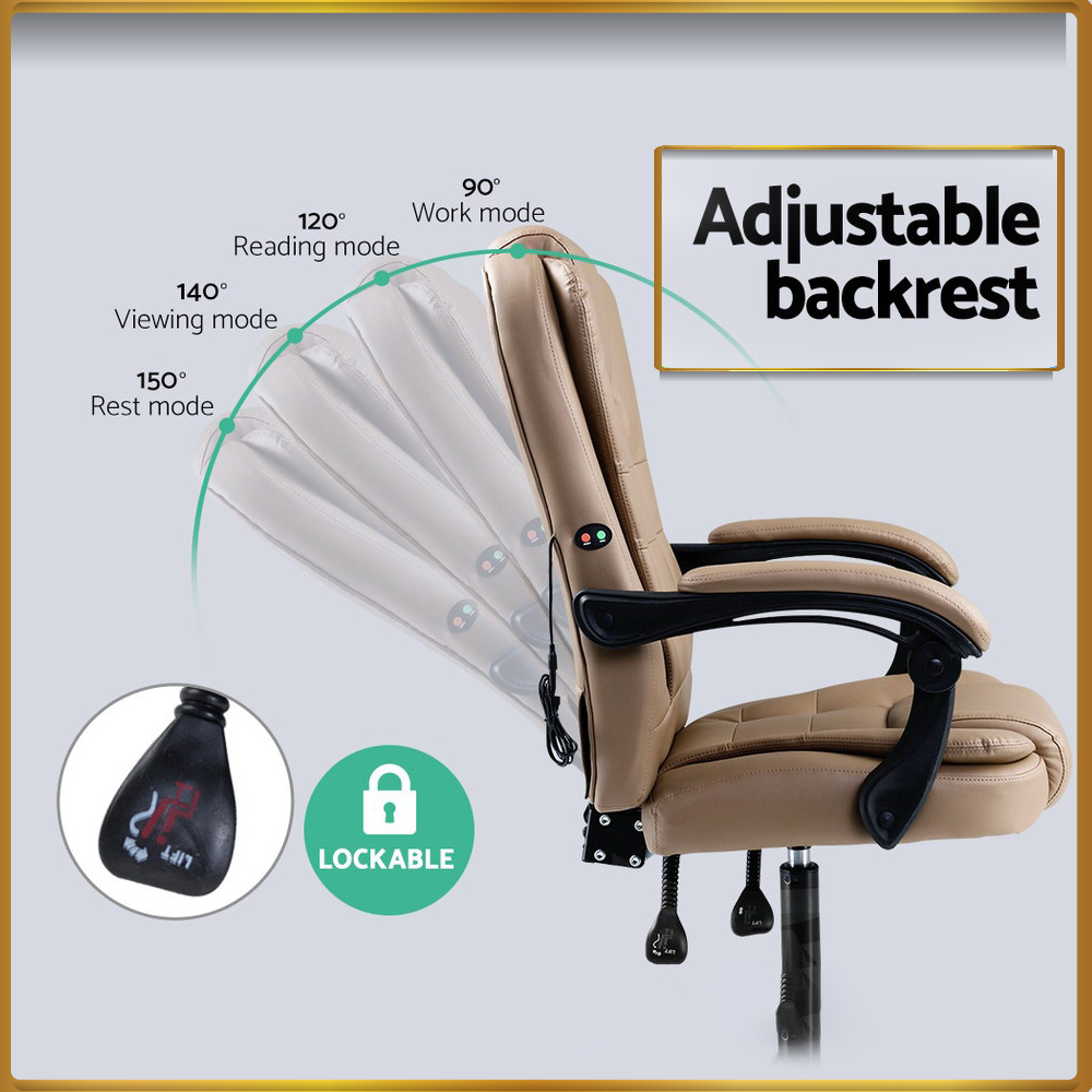 Artiss 2 Point Massage Office Chair PU Leather Espresso
