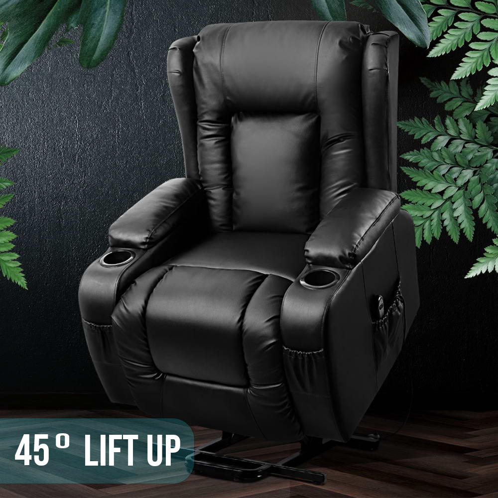 Bronx Levitate Lux Massage Recliner  PU Leather + Lift Assist