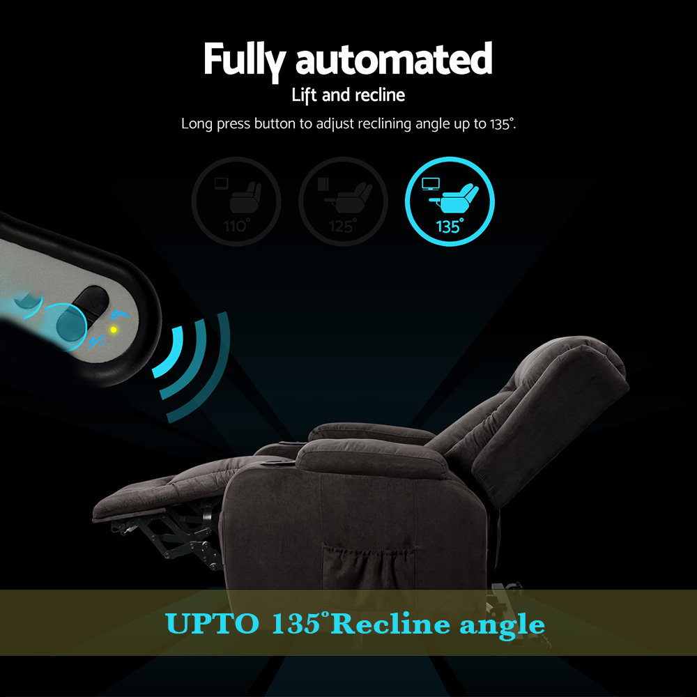 Bronx Levitate Lux Massage Recliner (Suede) + Lift Assist