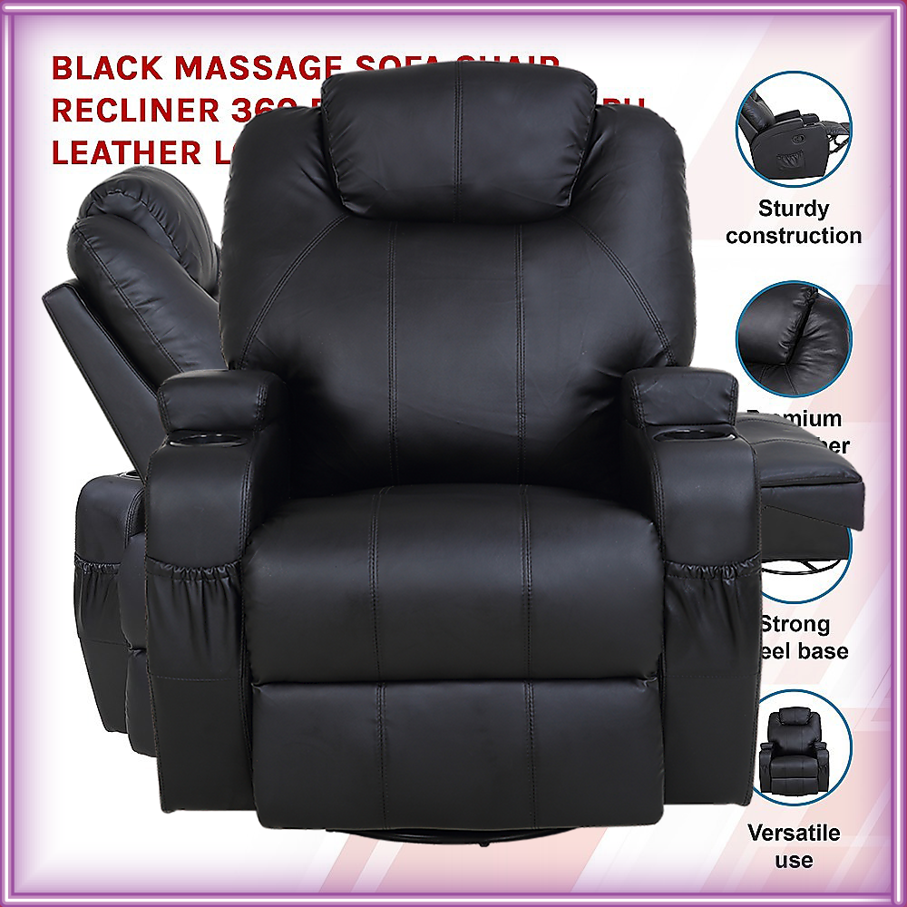 Opulence Orbit 360° Swivel Premium Heated Massage Recliner Cosmic Black