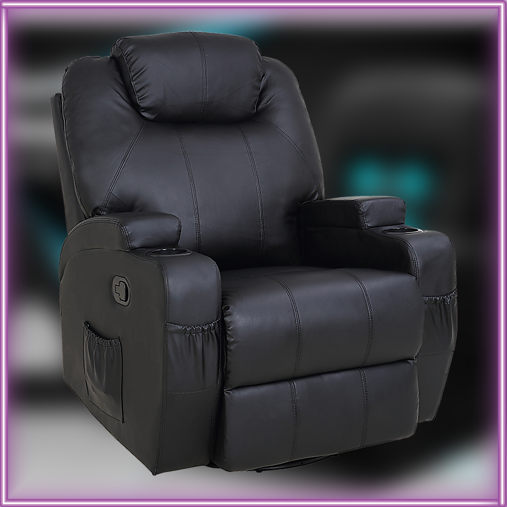 Opulence Orbit 360° Swivel Premium Heated Massage Recliner Cosmic Black