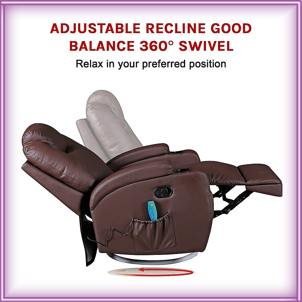 Opulence Orbit 360° Swivel Premium Heated Massage Recliner Mahogany