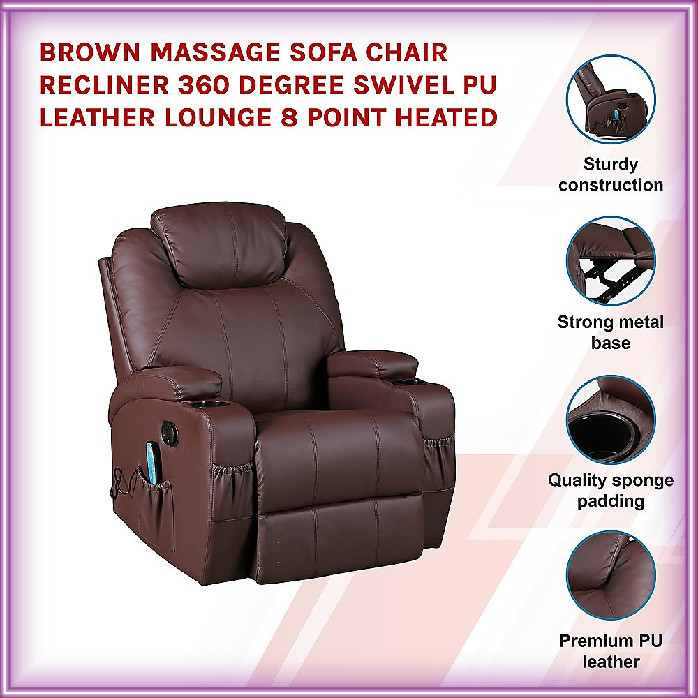 Opulence Orbit 360° Swivel Premium Heated Massage Recliner Mahogany
