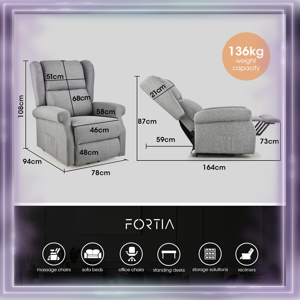 Senior Comfort Care Electric Reading Recliner + Lift Assist  Grey