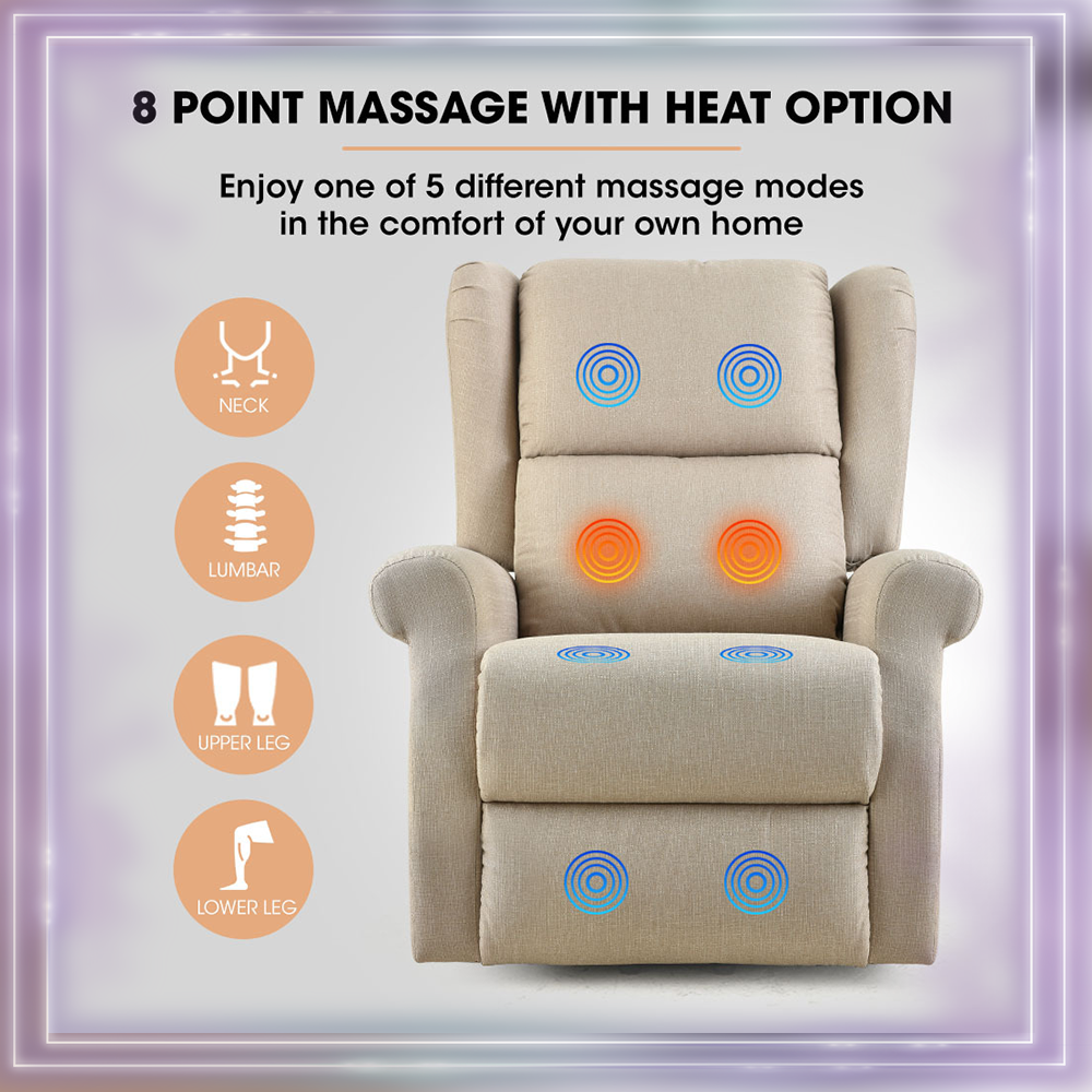 Senior Comfort Care Electric Reading Recliner + Lift Assist  Wheat Beige