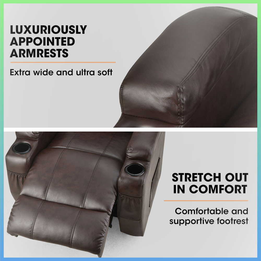 Tallahassee Classica Massage Recliner Faux Leather Dark Crimson