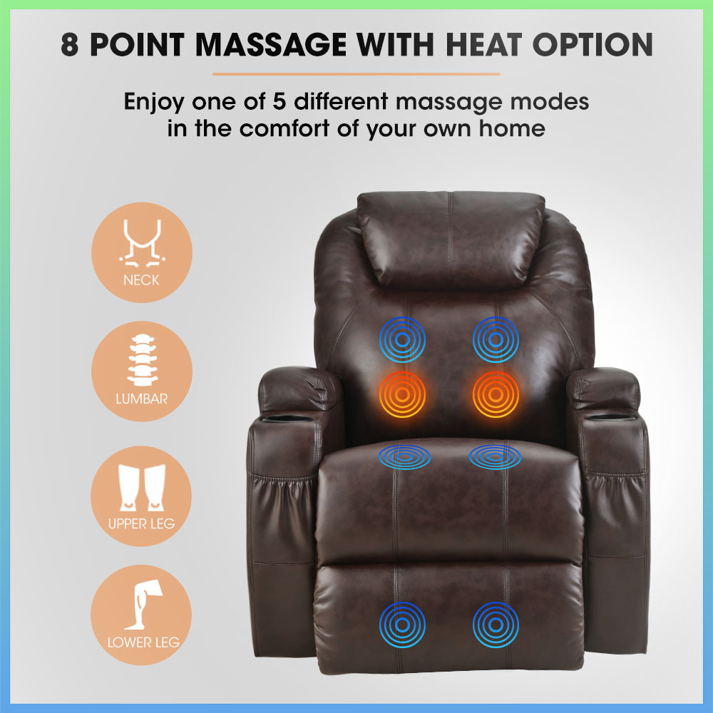 Tallahassee Classica Massage Recliner Faux Leather Dark Crimson